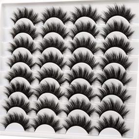 img 4 attached to 💖 Yawamica 18MM Natural False Eyelashes Pack - Set of 16 Pairs 3D Fluffy Mink Lashes for Dramatic Look - Handmade Faux Mink Eyelashes Multipack