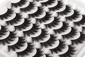 img 2 attached to 💖 Yawamica 18MM Natural False Eyelashes Pack - Set of 16 Pairs 3D Fluffy Mink Lashes for Dramatic Look - Handmade Faux Mink Eyelashes Multipack