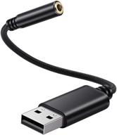 🔌 usb to trrs 4-pole 3.5mm headphone jack audio adapter - external stereo sound card for pc, laptop, ps4, mac - supports usb to 3.5mm aux port headset (0.6 feet, black) logo