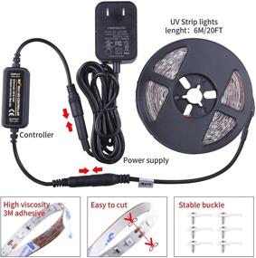 img 3 attached to 🔮 Набор светодиодных УФ-полосок Onteisk длиной 20 футов с пультом дистанционного управления - идеально для оформления интерьера, вечеринок с черным светом и росписи тела.