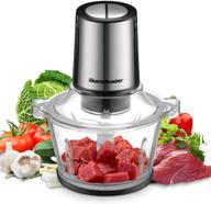 🍏 electric food processor with 8 cup glass bowl - chopper, blender, meat grinder - ideal for lean meat, vegetables, fruits, nuts - fast and slow 2 speeds - powerful 400w logo