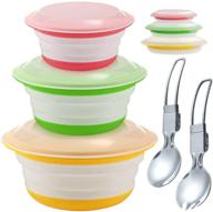 expandable silicone food storage container with lid - microwave freezer 🥣 and dishwasher safe, foldable bowls for feeding food & water, portable travel bowl logo