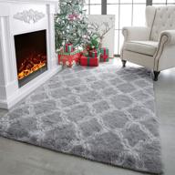 уютно обворожитесь с comeet ultra soft fuzzy rugs: серо-белый геометрический пушистый ковер для спальни, гостиной и детской комнаты - 4x5.9 фута логотип