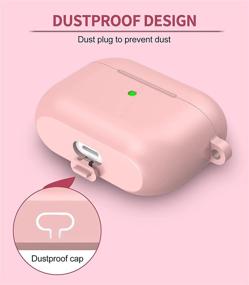 img 1 attached to Чехол для корпуса Airpods Pro - мягкий силиконовый чехол с милым кроличьим помпоном для женщин и девочек, светло-розовый - BRG [Видимый передний светодиод]