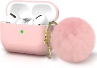 чехол для корпуса airpods pro - мягкий силиконовый чехол с милым кроличьим помпоном для женщин и девочек, светло-розовый - brg [видимый передний светодиод] логотип