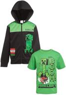 👕 minecraft creeper sweatshirt zip-up t-shirt – boys' fashion hoodies & sweatshirts logo