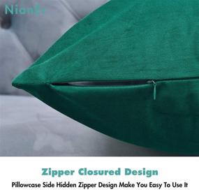 img 3 attached to 🍃 Cozy up with NianEr Fall Winter Velvet Pillowcases - Set of 2 Green Pillow Cases with Zipper Closure, Standard Size