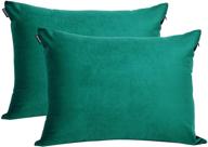 🍃 cozy up with nianer fall winter velvet pillowcases - set of 2 green pillow cases with zipper closure, standard size logo