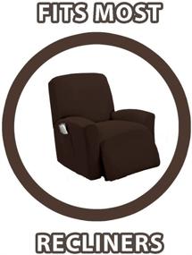 img 1 attached to 🍫 Chocolate/Brown Elegant Home One Piece Stretch Recliner Chair Cover Slipcover with Remote Pocket - Fits Most Recliner Chairs