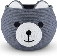 🧸 w design round bear toy basket, rope basket, cute baby laundry basket organizer with handles for baby &amp; pet toys, blankets, towels, laundry, baby shower, handmade gift baskets empty - extra large (19 d x 13 h) logo