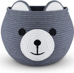 img 4 attached to 🧸 W Design Round Bear Toy Basket, Rope basket, Cute Baby Laundry Basket Organizer With Handles For Baby &amp; Pet Toys, Blankets, Towels, Laundry, Baby Shower, Handmade Gift Baskets Empty - Extra Large (19 D X 13 H)