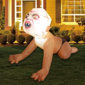 img 4 attached to 👻 GOOSH 4FT Halloween Inflatable Outdoor Zombie Baby Clearance: Spook up Your Yard with LED Lights for Holiday/Party Fun!