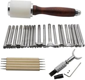 img 4 attached to 🔧 Efficient 20pcs Leather Carving Tools Set for DIY Saddle Making: Hammer, Swivel Knife & more!