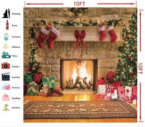 img 3 attached to 🎄 10x10ft Christmas Photography Backdrops featuring Christmas Tree and Gifts Box Theme for Fantastic Photo Background. Ideal for Child Christmas Fireplace Decoration with Background 087.