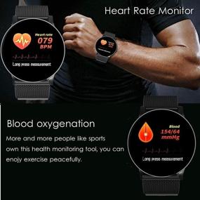 img 2 attached to 🌊 Smart Watch for Men and Women: Waterproof Fitness Tracker with Heart Rate, Blood Pressure, Sleep Monitor - Stainless Steel Band - 3 Sports Modes - Wrist Watch for Android and iOS Phones