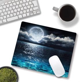 img 1 attached to 🌊 Ocean and Moon Mouse Pad: Moonlit Clear Blue Ocean Design, Waterproof and Non-Slip - Ideal for Computer/Laptop, Men/Women, Kids