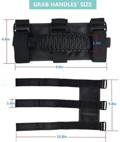 img 1 attached to 🚙 4Pcs Black Roll Bar Grab Handles Straps Compatible with Jeep Wrangler YJ TJ JK JL & Gladiator JT 1985-2020 - Improved Grip Handles