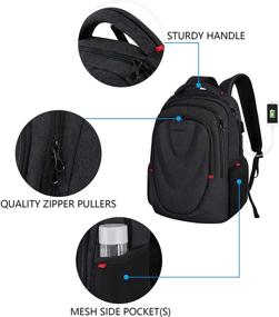 img 2 attached to KROSER 15.6 Inch Travel Laptop Backpack with Molded Front Panel - Large Water-Repellent Computer Daypack featuring USB Charging Port for Work, Business, College, Men, and Women in Charcoal Black