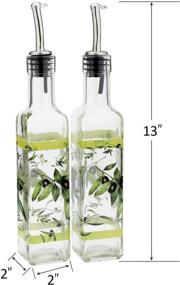 img 1 attached to 🍃 CEDAR HOME Olive Oil Bottle Set: Glass Dispenser 17oz. with Stainless Steel Pourer - Leak Proof Spout for Cooking or Salad Dressing (2 Pack, Green)