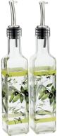 🍃 cedar home olive oil bottle set: glass dispenser 17oz. with stainless steel pourer - leak proof spout for cooking or salad dressing (2 pack, green) logo