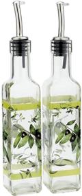 img 4 attached to 🍃 CEDAR HOME Olive Oil Bottle Set: Glass Dispenser 17oz. with Stainless Steel Pourer - Leak Proof Spout for Cooking or Salad Dressing (2 Pack, Green)