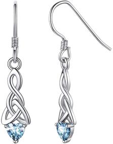 img 4 attached to 💎 ChicSilver Sparkling Heart Birthstone 925 Sterling Silver Celtic Knot Dangle Earrings - Perfect Gift Box Included!