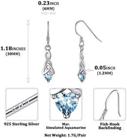 img 2 attached to 💎 ChicSilver Sparkling Heart Birthstone 925 Sterling Silver Celtic Knot Dangle Earrings - Perfect Gift Box Included!