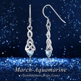 img 1 attached to 💎 ChicSilver Sparkling Heart Birthstone 925 Sterling Silver Celtic Knot Dangle Earrings - Perfect Gift Box Included!