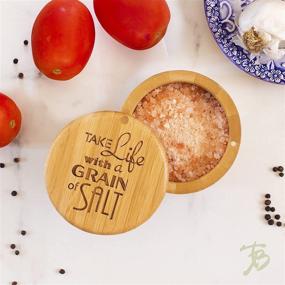 img 3 attached to Totally Bamboo Salt Box with Magnetic Swivel Lid 🧂 - 'Take Life with a Grain of Salt' Engraved Storage Box