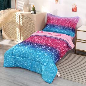 img 4 attached to 🌈 Colorful Rainbow Toddler Bedding Set: Wowelife Comforter Bedding Set for Girls (Purple)