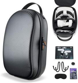 img 4 attached to 🎮 Жесткий чехол SARLAR для Oculus Quest 2 / Elite Strap Edition / Quest - Легкая и портативная защита, индивидуальный углеродное волокно для хранения и транспортировки VR-гейминга и аксессуаров для гарнитуры и контроллера Touch