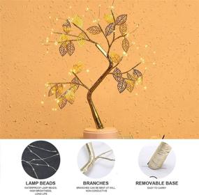 img 1 attached to 🌳 New 2021 Upgrade LED 108 Copper Wire Tree: Decorative Bonsai Fairy Light Spirit Tree Lamp for Bedroom, Living Room, Party Wedding - USB/Battery Powered, 72 LED Warm White Golden Leaf