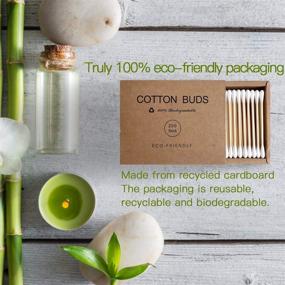 img 3 attached to 🎍 400 Bamboo Cotton Swabs, Eco-Friendly Wood Sticks, Dual Tipped Organic Applicators, Recyclable & Biodegradable Cotton Buds for Ear Cleaning, Makeup