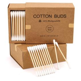 img 4 attached to 🎍 400 Bamboo Cotton Swabs, Eco-Friendly Wood Sticks, Dual Tipped Organic Applicators, Recyclable & Biodegradable Cotton Buds for Ear Cleaning, Makeup