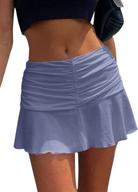 👗 safrisior women's y2k high waisted ruched ruffle short skirt - stretch a-line 90s e-girls mini skirt logo