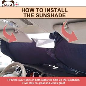 img 1 attached to 🐼 Panda Pet Design Car Windshield Sunshade: UV Coating for Effective UV Ray Deflector