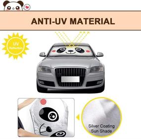 img 2 attached to 🐼 Panda Pet Design Car Windshield Sunshade: UV Coating for Effective UV Ray Deflector