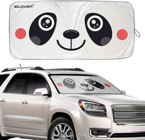 img 4 attached to 🐼 Panda Pet Design Car Windshield Sunshade: UV Coating for Effective UV Ray Deflector