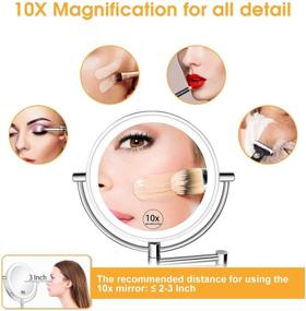 img 3 attached to 🌟 Enhance Your Makeup Routine with KEDSUM 8-Inch Wall Mounted Magnifying Makeup Mirror: 1X/10X, 3 Color Modes, Adjustable Light, Double Sided Swivel Mirror