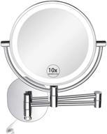 🌟 enhance your makeup routine with kedsum 8-inch wall mounted magnifying makeup mirror: 1x/10x, 3 color modes, adjustable light, double sided swivel mirror logo