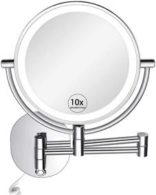 img 4 attached to 🌟 Enhance Your Makeup Routine with KEDSUM 8-Inch Wall Mounted Magnifying Makeup Mirror: 1X/10X, 3 Color Modes, Adjustable Light, Double Sided Swivel Mirror