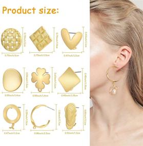 img 3 attached to 📿 36 Pieces Gold Plated Earring Posts Studs with Loop Hole, Square & Heart Shaped Earring Studs, Four-Leaf Shape Ear Pad Base Posts with Loop for Jewelry Dangle Earring Making, 9 Unique Shapes