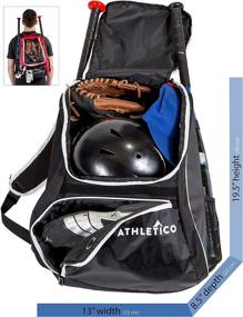 img 3 attached to 🎒 Athletico Baseball Bat Bag - Backpack for Baseball, T-Ball, and Softball Gear - Youth and Adults Equipment Holder for Bat, Helmet, Glove, and Shoes - Including Shoe Compartment and Fence Hook