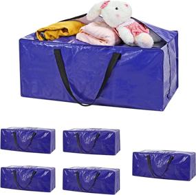 img 4 attached to 🛍️ Efficient 6-Pack Oversized Moving Bags with Reinforced Handles: Heavy-Duty Storage Bags for Clothing, Blankets & More - Ideal College Dorm Essentials & Moving Supplies (Blue)