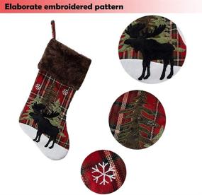 img 3 attached to 🎅 GMOEGEFT Farmhouse Christmas Stocking, Red and Black Buffalo Plaid with Moose Embroidery - Perfect Xmas Party Decorations for Fireplace