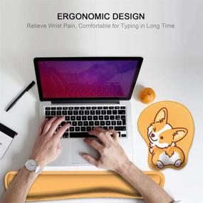 img 1 attached to 🐶 HAOCOO Ergonomic Corgi Keyboard and Mouse Pad Set for Office and Home - Gel Wrist Support, Non-Slip Backing, Memory Foam Filled, Easy Typing & Pain Relief - Yellow