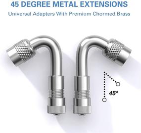 img 2 attached to CKAuto 6 Pack Металлические удлинители клапана, 45 градусов 90 градусов 135 градусов, универсальные серебряные удлинители клапана