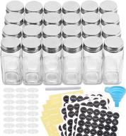 🌶️ aozita 4oz glass spice jars/bottles - set of 24 empty square spice containers with labels - shaker lids, airtight metal caps, and silicone collapsible funnel included logo