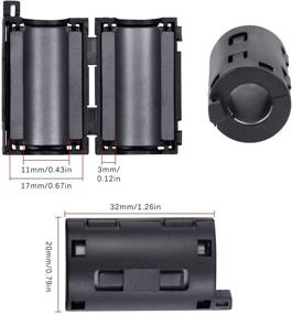 img 3 attached to 🔒 Dreamtop 10X Clip-on Ferrite Ring Core RFI EMI Noise Suppressor Cable Clip - Enhance Audio Quality and Reduce Interference