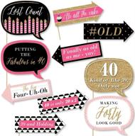 🎉 40th birthday party photo booth props kit - funny chic pink, black, and gold decorations - 10 piece set by big dot of happiness логотип